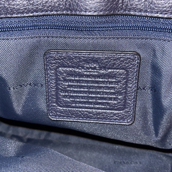 Coach Navy Blue Leather Tote Bag - Picture 6 of 11